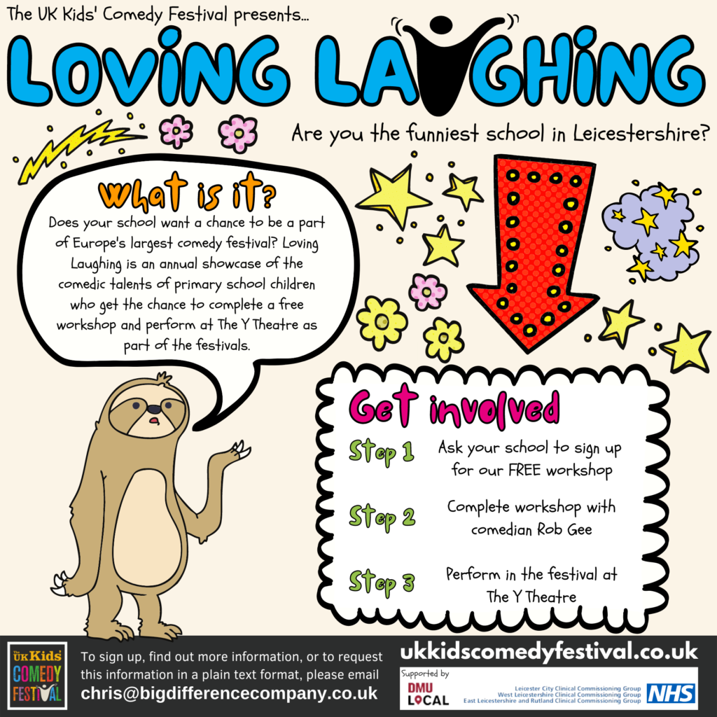 Loving Laughing Graphic. Information contained repeated in body of text. To request information in a plain text format, please email chris@bigdifferencecompany.co.uk